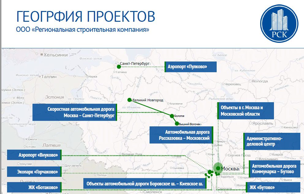 География проектов - файл из презентации ООО "РСК"